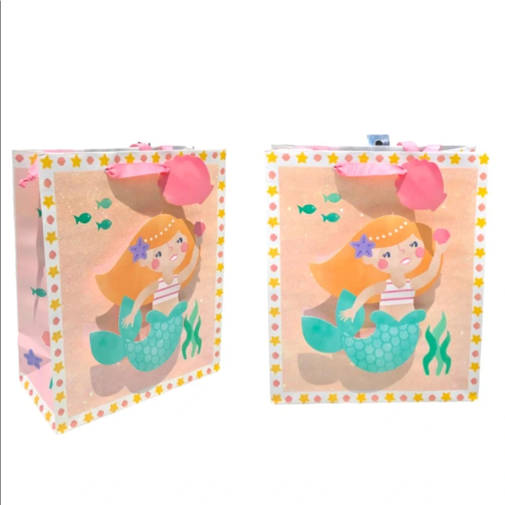 Creative Presence Mermaid 3D Embellished Gift Bags, Set of 2